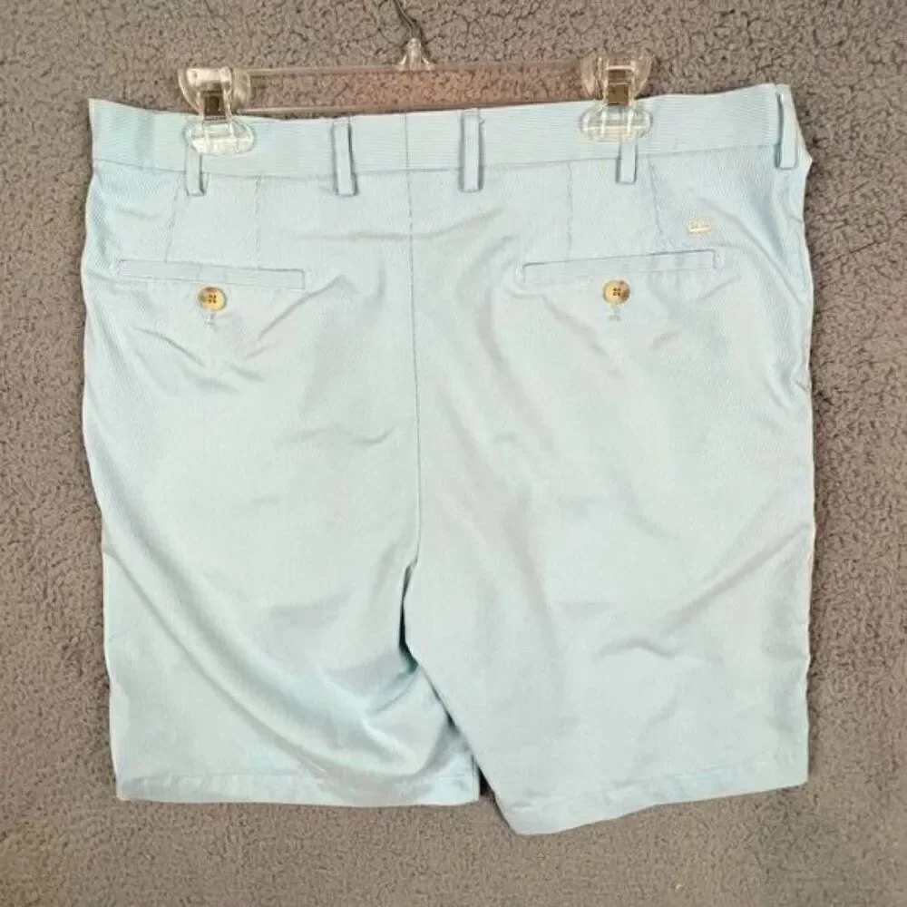 PETER MILLAR MENS GOLF SHORTS SIZE 36 LT BLUE AND WHITE STRIPES